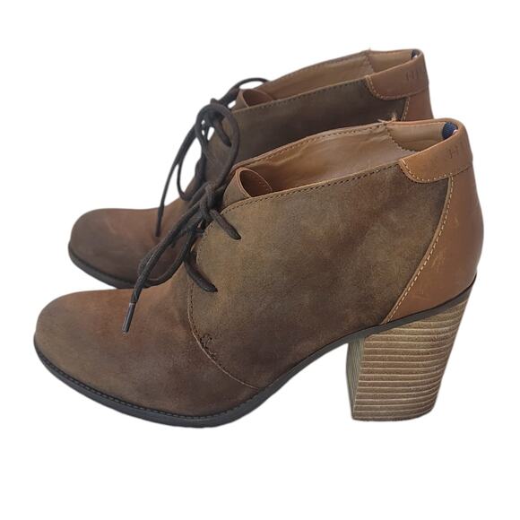 Tommy Hilfiger Ankle Booties Saddle Leather/Suede 3" Heel Women's Size 8.5 - Picture 3 of 11